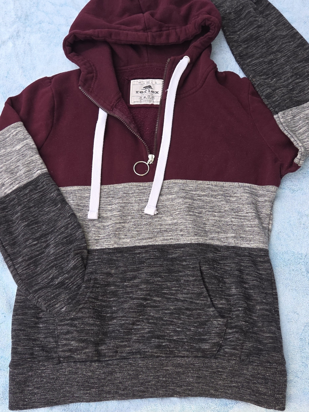 Reflex Burgundy and Gray Colorblock Half-Zip Hoodie